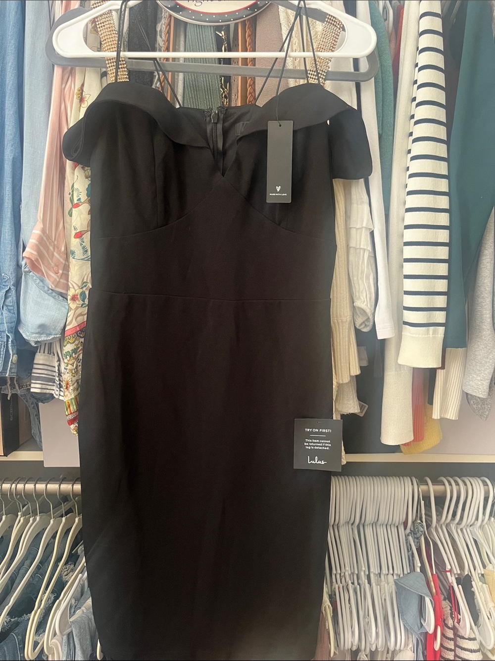Lulu's Black off shoulder Sweetheart Cocktail Dress